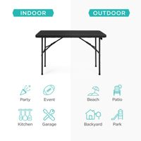 Table pliante en plastique à prix de gros, portable robuste pour l'intérieur et l'extérieur avec poignée de verrouillage pour pique-nique
