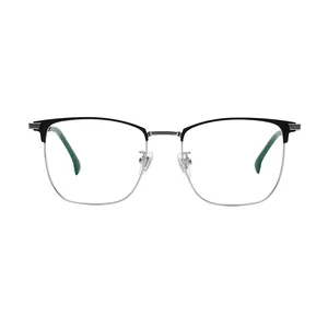 Retro işadamı kare titanyum alaşımlı çerçeve okuma gözlüğü reçete gözlük gözlük