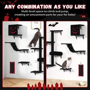 Rak dinding kucing besar, rak Dinding pasang dinding motif kucing besar, Set tempat tidur mengambang di dinding untuk kucing besar Gotik - Product Image 2