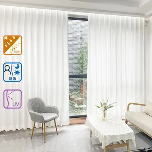 One Way See Through Privacy Lace Thermal Insulated sun block curtain living room anti uv fabric