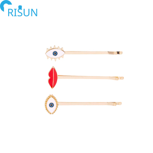 Horquillas esmaltadas de Metal <span class=keywords><strong>para</strong></span> el pelo, broches de pelo esmaltados a la moda, <span class=keywords><strong>para</strong></span> labios, frutas, fresas, plantas y hojas - Product Image 6