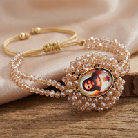 Bracelet Go2boho Jésus, style chapelet catholique en cristal, breloque cœur sacré, bijou de prière vintage perlé, cadeau