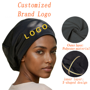 <span class=keywords><strong>Bonnet</strong></span> <span class=keywords><strong>de</strong></span> <span class=keywords><strong>nuit</strong></span> réglable en acrylique avec doublure en <span class=keywords><strong>soie</strong></span> et logo imprimé <span class=keywords><strong>ou</strong></span> brodé, idéal pour la protection des cheveux, très élastique, vente en gros - Product Image 1
