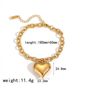 Heart Shape Stainless Steel Necklace And <b>Bracelet</b> <b>Set</b> For Women Gift Jewelry Clavicle Chain Fashion Jewelry <b>Set</b> - Product Image 4