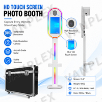 Cabina de Fotos DSLR Ligera de 18 kg con Pantalla Táctil de 15.6 Pulgadas, Cabina de Selfies Portátil con Estuche de Transporte y Sombrilla Ovalada para Alquiler