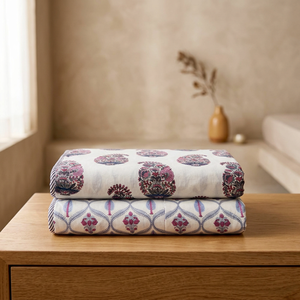 HAND BLOCK RAPID COLOUR PRINT <b>DOUBLE</b> <b>BED</b> REVERSIBLE <b>KING</b> <b>SIZE</b> DOHAR'S COTTON VOILE MAL MAL SUMMER SPRING - Product Image 3