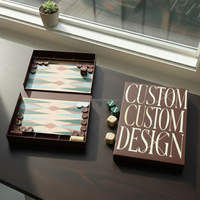 Jeu de backgammon familial personnalisé avec impression sur mesure, boîte en papier et accessoires de jeu