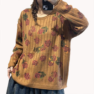 Suéter de Punto Estampado para Mujer, Novedad de Invierno 2026, Holgado, Personalizable, Cuello Redondo, Talla Grande, Informal - Product Image 5