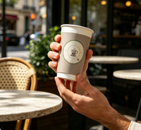 Gobelets en papier jetables écologiques en gros avec couvercles, logo personnalisé, revêtement PLA biodégradable pour café, thé et boissons chaudes