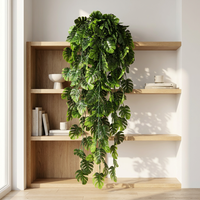 Plante grimpante artificielle de haute qualité en forme de feuille de Monstera, 69 mailles, fausse verdure pour décoration murale suspendue