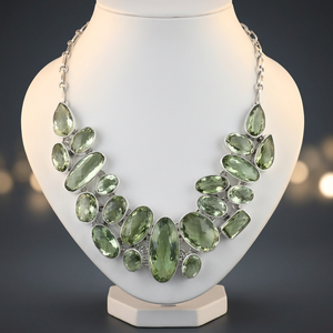 Venta caliente de moda limón cuarzo piedra preciosa plata collar fino colgante collares - Product Image 3
