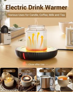 Plaque chauffante pour bougies HouseGem en ABS de grande taille et <span class=keywords><strong>chauffe</strong></span>-tasse électrique avec cordon, maintient le café/le thé au lait au chaud, accessoire de bureau, noir - Product Image 2