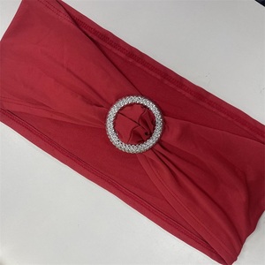 Bandes et rubans de chaise en tissu spandex bleu poussiéreux eucalyptus métallisé, or séquin bordeaux pour chaises de mariage à domicile - Product Image 4