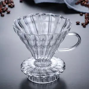 Gotero de café SIYUE, filtros de café de cono, embudo de filtro de fabricante de vidrio con asas, papel de filtro de café 9130