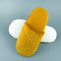 Chaussons jetables en tissu éponge avec logo personnalisé, bout fermé, semelle EVA 5 mm, pour usage hôtelier