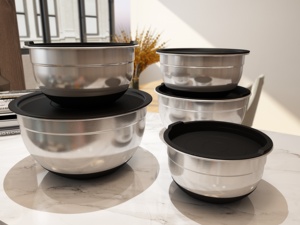 Bát Trộn Bằng Thép Không Gỉ SUS304 Của Nhà Sản Xuất Trung Quốc Bộ 5 Bát Đựng Đồ Tiết Kiệm Không Gian Để Nấu Nướng - Product Image 3