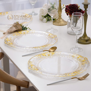Fancy <strong>Plastic</strong> Plates White <strong>Tray</strong> Round Dishes With Patterns <strong>Plastic</strong> Plate for <strong>Dessert</strong> Decorative Dining Plate for Table Setting - Product Image 4