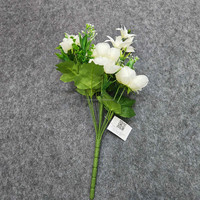 Bouquet floral réaliste en soie artificielle à 10 têtes, style européen, Anémone, Edelweiss, Eryngo, 48 cm, fleurs ivoire, centre de table pour la maison