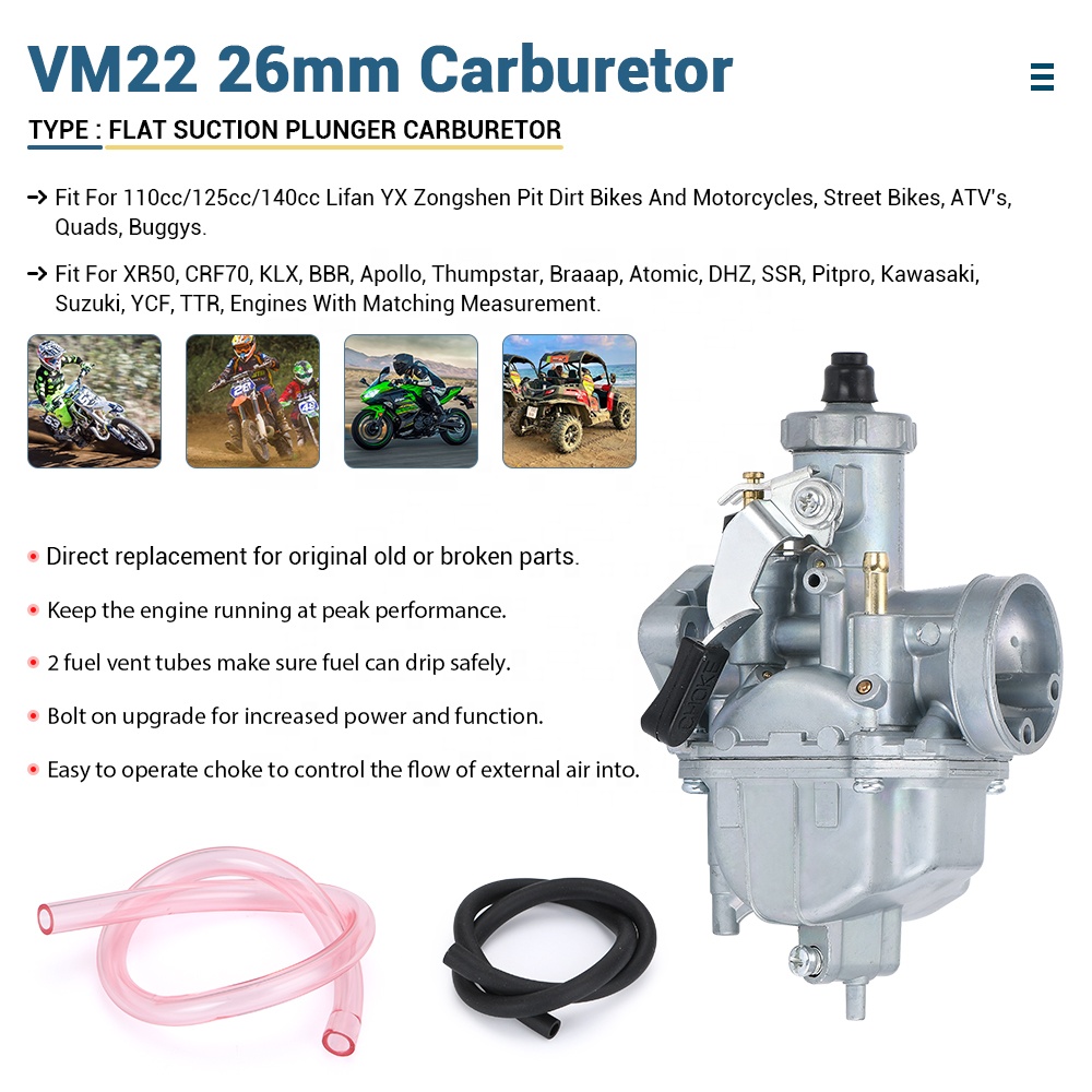 ミクニキャブレター VM22 26mm 110cc 125cc ピットダートバイク ATV