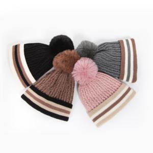 Hot Selling Unisex <b>Pom</b> <b>Pom</b> Jacquard Knitted Acrylic Toques Custom logo Winter Knit <b>Beanie</b> Hat - Product Image 1