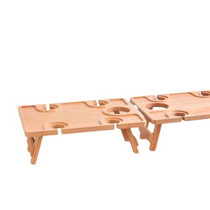 Wooden Foldable <b>Tray</b> With Cup Holders Rectangle 40x29.5x14cm For Drink Food <b>Storage</b> <b>Trays</b> - Product Image 4