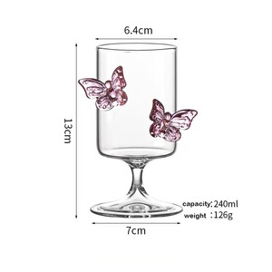 Copa de cristal de mariposa Rosa 3D romántica, copas de <span class=keywords><strong>vino</strong></span> de tallo a rayas elegantes para <span class=keywords><strong>vino</strong></span> tinto blanco, diseño bonito para el Día de San Valentín - Product Image 3