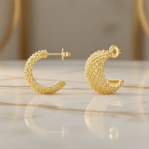 Orecchini a Cerchio in Oro Massiccio 18K per Donne, Gioielli Classici per Uso Quotidiano, Orecchini Raffinati con Dettaglio in Perla - Product Image 2