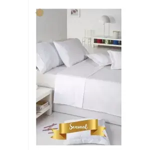 Juego de Sábanas Esmeralda Tamaño King, 50% Algodón, 50% Poliéster, Blanco Sólido, Sin Arrugas, para Uso Doméstico - Product Image 4