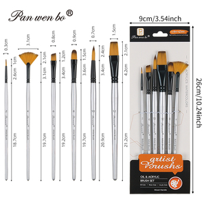 Panwenbo-Ensemble <span class=keywords><strong>de</strong></span> 6 pinceaux <span class=keywords><strong>de</strong></span> forme ronde en nylon pour peinture à l'huile et à l'aquarelle, 6 pièces - Product Image 4