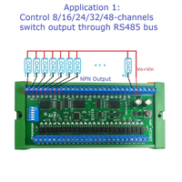 Carte d'extension d'E/S PLC RS485 Modbus RTU avec 32 entrées optiquement isolées NPN/PNP et 32 sorties relais à semi-conducteurs NPN 300 mA