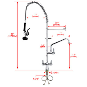 <span class=keywords><strong>Grifo</strong></span> de <span class=keywords><strong>cocina</strong></span> cromado con muelle, rociador de prelavado, comercial, de doble manija, agua fría y caliente - Product Image 5