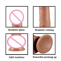 Dildo de Silicona Líquida Súper Suave y Realista con Forma de Gallo, 100% Impermeable, Flexible, con Curvatura de 180 Grados, 390g, Compra al por Mayor