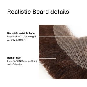 Realistico nero fatto a mano capelli umani morbidi invisibile Mesh baffi per la barba di dimensioni maggiori Look per costumi e feste - Product Image 4