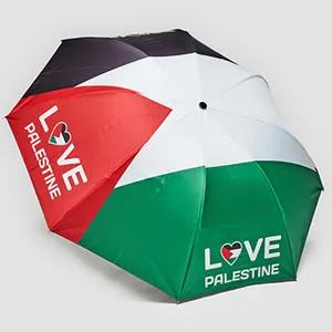 190T Automatic Rain Golf Umbrella Customized Outdoor UV Sun Parasol Umbrellas With Logo 21" Folding Free Flag Palestine Umbrella