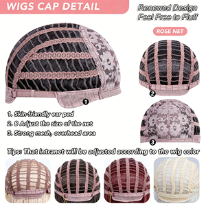 Perruque courte droite pour femme MEISU <span class=keywords><strong>avec</strong></span> <span class=keywords><strong>frange</strong></span> en forme de huit, densité 150 %, bonnet en filet semi-élastique, semi-tressée à la main - Product Image 4