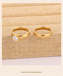 Модные и элегантные парные кольца с позолотой 18 карат. Модные украшения для вечеринок, свадеб и фестивалей. - Product Image 6