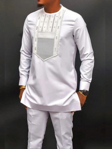 Nouvel ensemble populaire de <span class=keywords><strong>pantalon</strong></span> long Dashiki 2 pièces, style moderne, costumes pour hommes, Jalabiya pour hommes, robe africaine blanche, <span class=keywords><strong>Boubou</strong></span> <span class=keywords><strong>Homme</strong></span> - Product Image 5