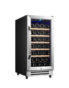 Vendita calda 32 bottiglie compressore verticale raffreddatore per vino rosso incorporato con porta in vetro