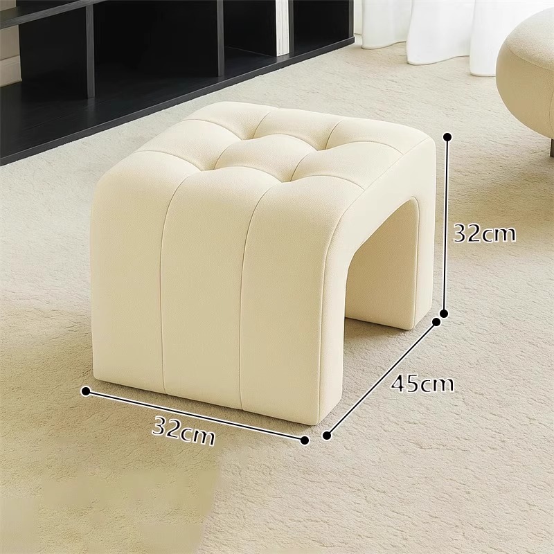 N tabouret en cuir petit blanc [32cm de haut]