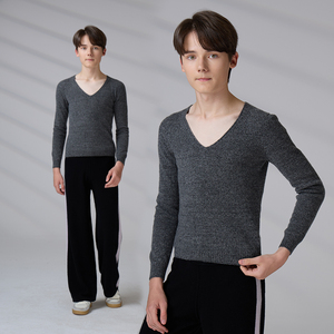 Suéter de cuello en V de punto personalizado de alta calidad para adolescentes y hombres, suéteres de cachemira 100% para otoño. - Product Image 1