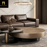 Ensemble de tables basses gigognes rondes en acier inoxydable doré, style luxe léger italien, haute qualité, pour salon et appartement