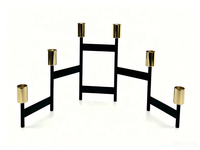 Candélabre pliable en métal à 6 bras, noir et or, porte-bougie conique, petit volume d'emballage, décoration de centre de table pour mariage, maison, fête