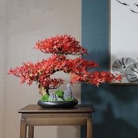 Petit arbre artificiel en pot, imitation pin, avec feuilles d'érable, bonsaï artificiel pour la décoration de la maison, de la table, du bureau, de la salle de bain, de l'étagère