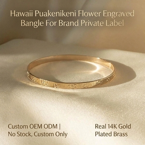 Vòng tay hoa nhiệt đới Puakenikeni Hawaii mạ vàng thật, chất lượng cao cấp, sánh ngang với bạc, sản xuất bởi nhà sản xuất vòng tay OEM. - Product Image 1