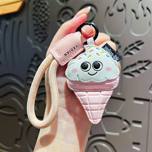 Lindo Llavero de Cuero PU Ecológico y Duradero con Diseño de Comida (Papas Fritas, Café, Helado) – Colgante de Juguete para Bolsos, Regalo para Niñas - Product Image 2