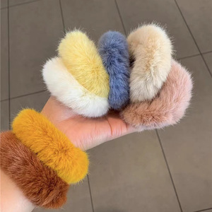 Sweet autumn and winter plush <b>large</b> intestine hair <b>ring</b> rubber band ins rabbit hair head rope tie hair ponytail hair - Product Image 2