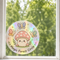 Autocollants personnalisés imperméables en PVC vinyle, papillon kawaii, champignon, autocollant décoratif électrostatique pour fenêtre, imprimé UV