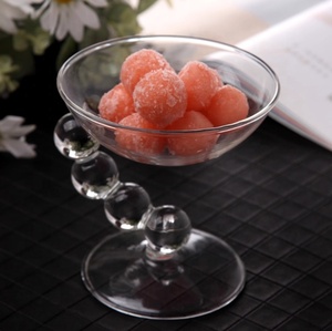 Bol à dessert en <span class=keywords><strong>verre</strong></span> à tige perlée noire personnalisé en gros - <span class=keywords><strong>Verre</strong></span> à cocktail artistique moderne pour glace et fruits - Product Image 6