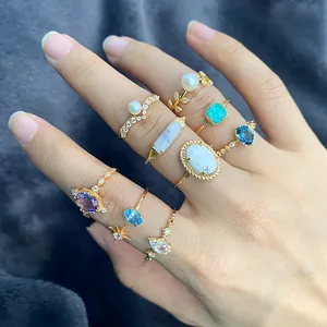 Tùy chỉnh 925 Sterling Bạc Đá Quý tự nhiên đá trang sức Sapphire thiên thạch Baguette signet Thạch Anh Citrine lớp phủ Tanzanite Nhẫn