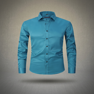 Camisa de Vestir de Manga Larga para Hombre, de Marca, Color Sólido, Formal de Negocios, con Botones, Antiarrugas, Transpirable, de Poliéster Tejido - Product Image 2